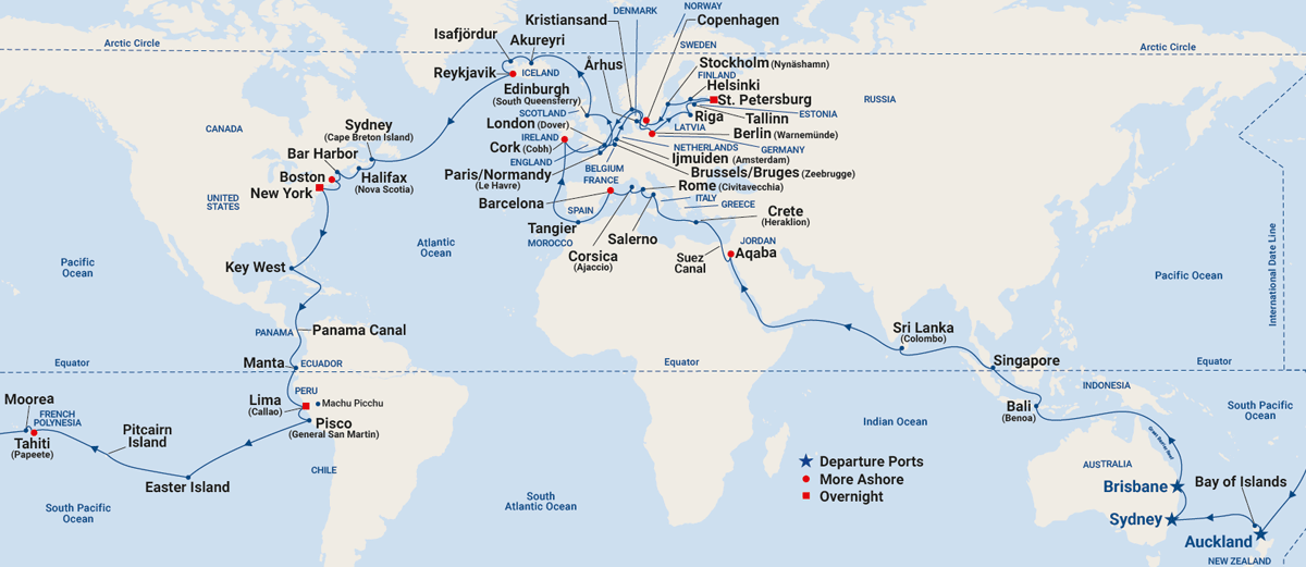 Princess World Cruise 2024 Map